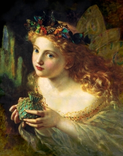 Sophie Anderson, "Take the Fair Face of Woman, and Gently Suspending, With Butterflies, Flowers, and Jewels Attending, Thus Your Fairy is Made of Most Beautiful Things"